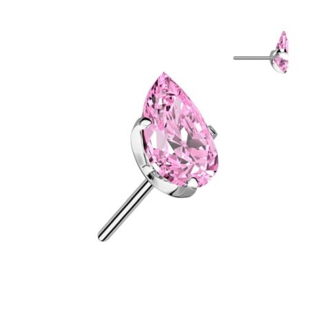 Implant Grade Titanium Threadless Push In Prong Set Teardrop CZ Top - Image 10