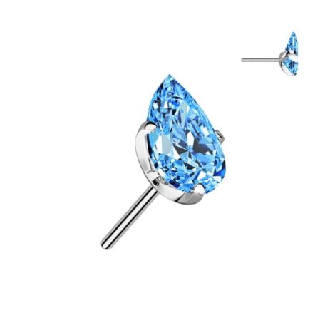 Implant Grade Titanium Threadless Push In Prong Set Teardrop CZ Top - Image 6
