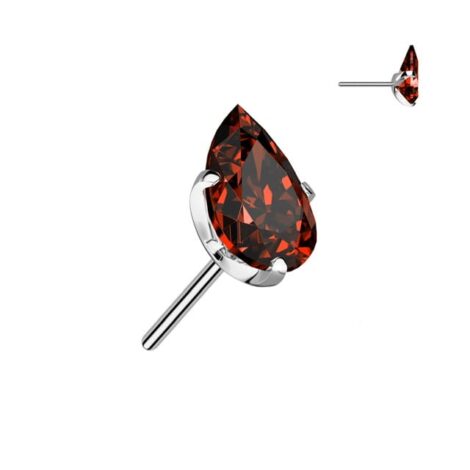 Implant Grade Titanium Threadless Push In Prong Set Teardrop CZ Top - Image 5