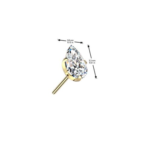 Implant Grade Titanium Threadless Push In Prong Set Teardrop CZ Top - Image 4