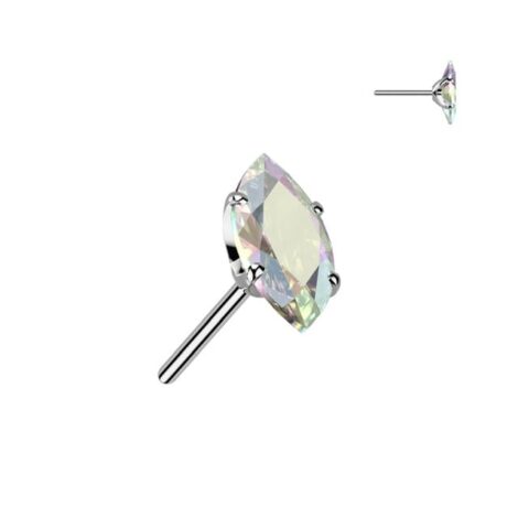 Implant Grade Titanium Threadless Push In Prong Set Marquise CZ Top - Image 8