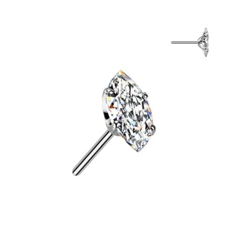 Implant Grade Titanium Threadless Push In Prong Set Marquise CZ Top - Image 10