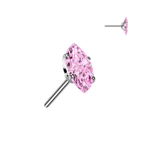 Implant Grade Titanium Threadless Push In Prong Set Marquise CZ Top - Image 7