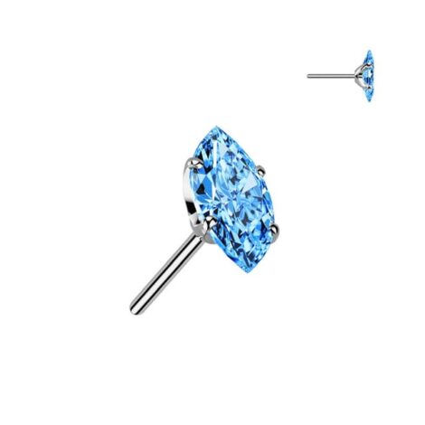 Implant Grade Titanium Threadless Push In Prong Set Marquise CZ Top - Image 9