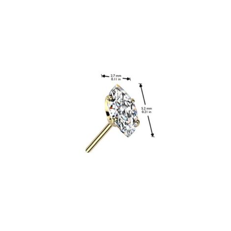 Implant Grade Titanium Threadless Push In Prong Set Marquise CZ Top - Image 4