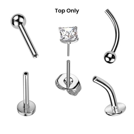 Implant Grade Titanium Threadless Push In Square CNC Cut Round Back Prong Set CZ Top - Image 6
