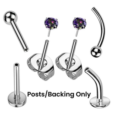 Implant Grade Titanium Threadless Push In Earring Post Pairs With Butterfly Back - Image 2