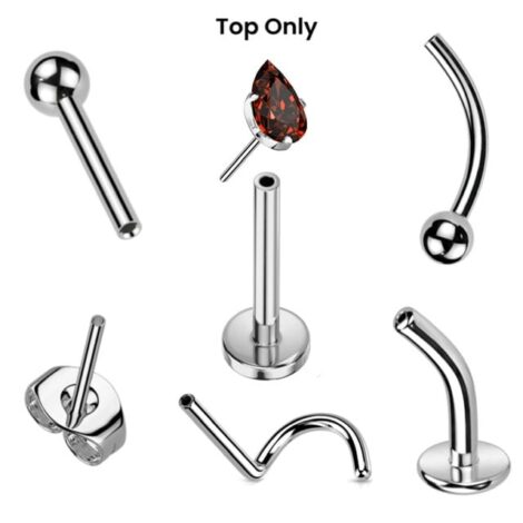 Implant Grade Titanium Threadless Push In Prong Set Teardrop CZ Top - Image 2