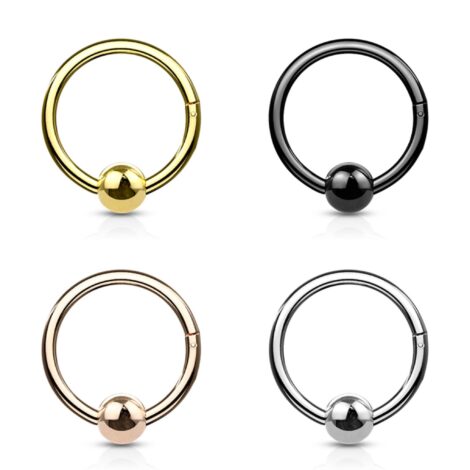 Hinged Segment Ring Hoop With Fixed Ball - Image 3