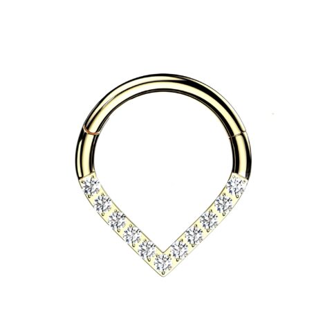 Hinged Segment Ring Teardrop With CZ Single Line Chevron Setting - Image 11