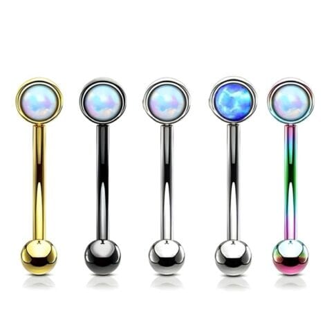 6mm Bar Opal Disc Curved Barbell for Eyebrow Rook Daith