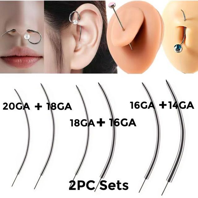 2PC Set Push Pin Curved Insertion Tapers for Threadless Jewellery