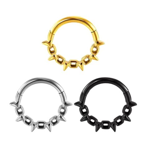 Hinged Segment Ring with Micro Square and Spike Links - Image 2