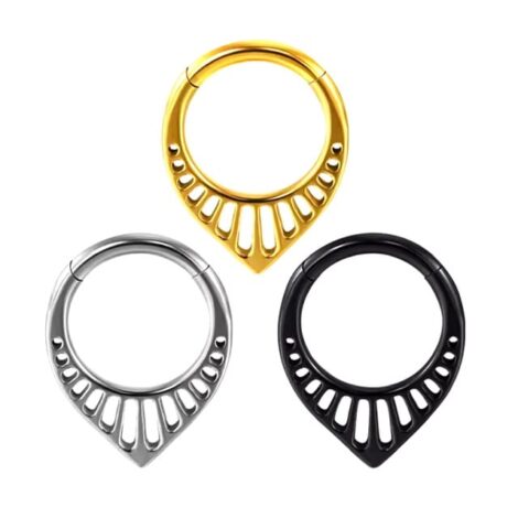 Hinged Segment Ring with Teardrop Open Fan Design - Image 2