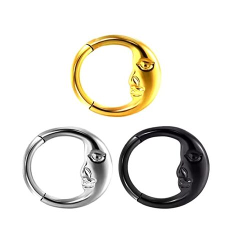 Hinged Segment Ring with Moon Face on One Side - Image 2