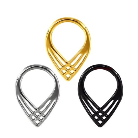 Hinged Segment Ring with Open Criss Cross Chevron Design - Image 2