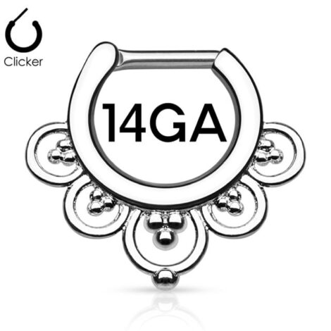 Septum Straight Clicker Beaded Flower Nose Ring 16G/14G - Image 2