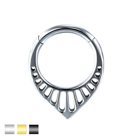 Hinged Segment Ring with Teardrop Open Fan Design