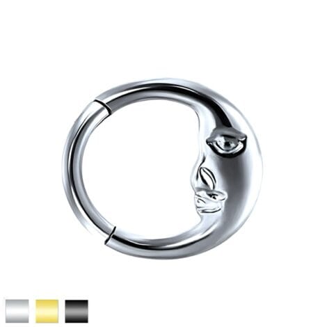 Hinged Segment Ring with Moon Face on One Side