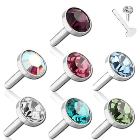 Bioflex Labret Attachment, Premium Round Crystal Push In Top