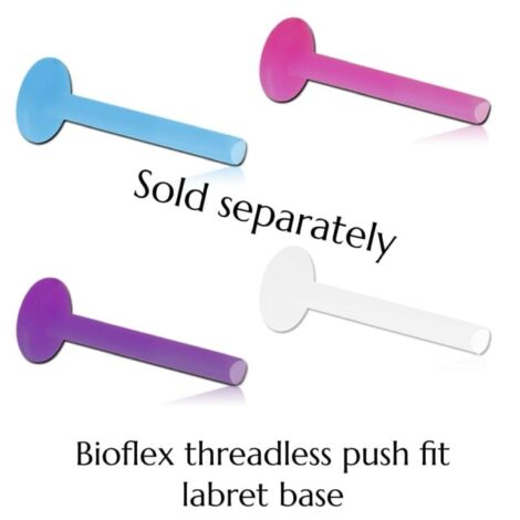 Bioflex Labret Attachment, Premium Round Crystal Push In Top - Image 2
