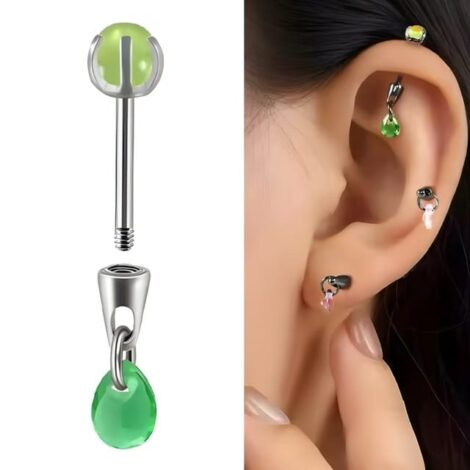 Barbell, Labret with Teardrop Bullet Head and Claw Set Gem - Image 3