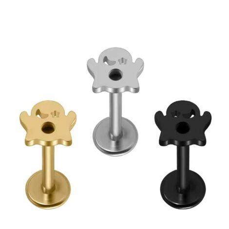 Labret Ear Cartilage Studs with Spooky Halloween Tops Threaded - Image 4