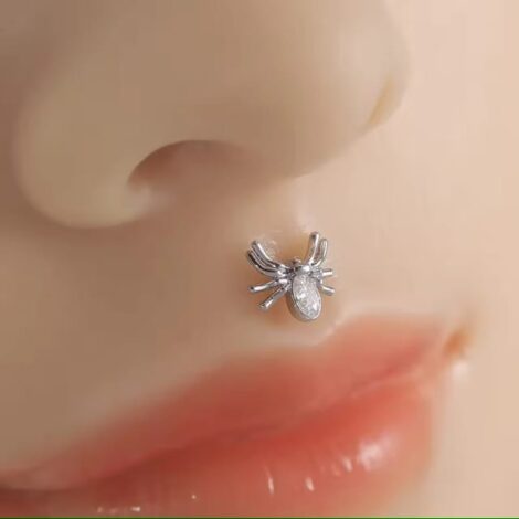 CZ Set Spider Labret Cartilage Stud Internally Threaded - Image 3
