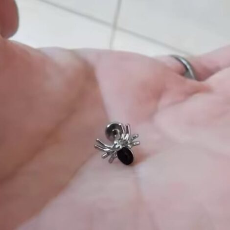 CZ Set Spider Labret Cartilage Stud Internally Threaded - Image 5