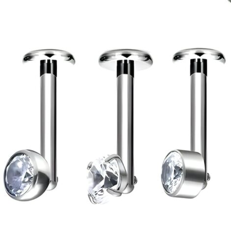 Titanium Forward Facing CZ Labrets, Side Thread for Vertical Helix - Image 4