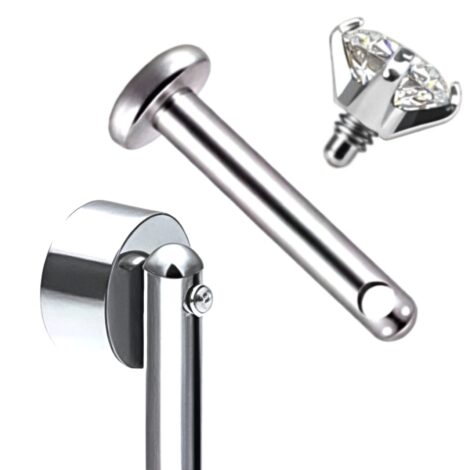 Titanium Forward Facing CZ Labrets, Side Thread for Vertical Helix - Image 2