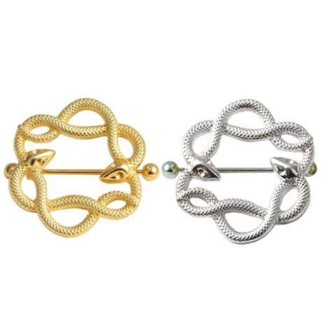 14G Twisted Snake Nipple Shield Ring Pairs