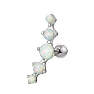 Ear Cartilage Barbells Curved with Clear Gems and Opal Set Tops - Image 11