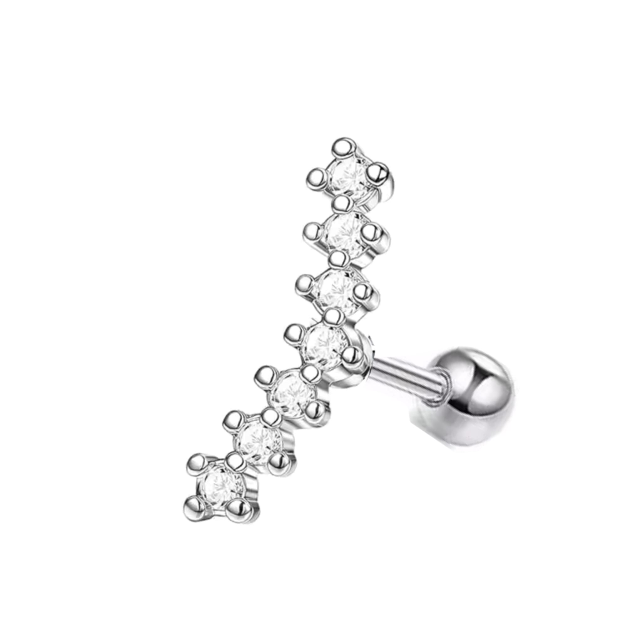 Ear Cartilage Barbells Curved with Clear Gems and Opal Set Tops - Image 10