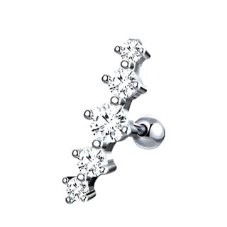 Ear Cartilage Barbells Curved with Clear Gems and Opal Set Tops - Image 12