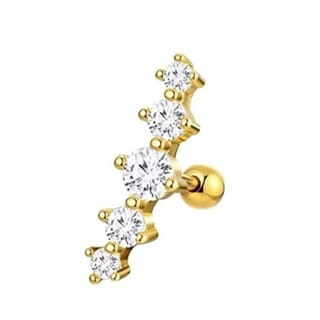 Ear Cartilage Barbells Curved with Clear Gems and Opal Set Tops - Image 14