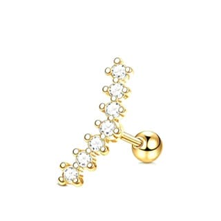Ear Cartilage Barbells Curved with Clear Gems and Opal Set Tops - Image 13