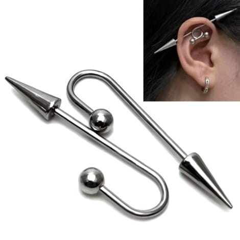 Spike and Ball Floating Linked Industrial Barbell 2 Piece Set