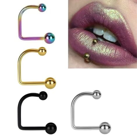 16G Lippy Loop Labret with Balls Lip Rings in Anodised Colours