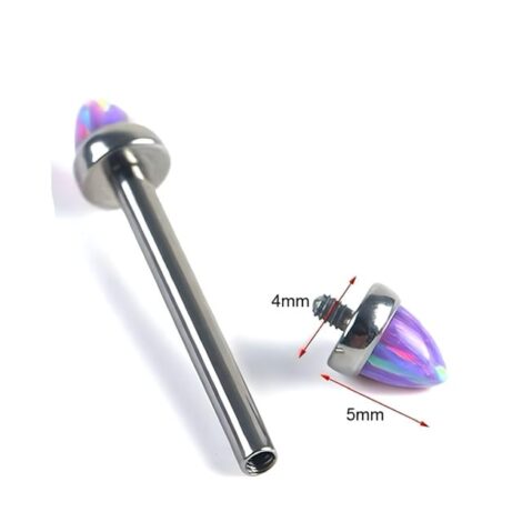 Titanium Nipple Rings with Opal Cone Ends Internally Threaded Pairs - Image 4