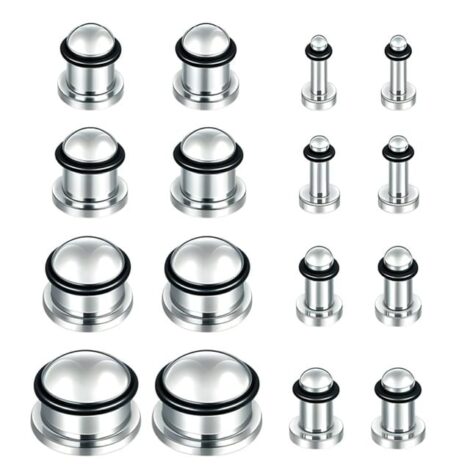 Steel Single Flare Flathead Ear Plug Pairs with Black O-ring - Image 4