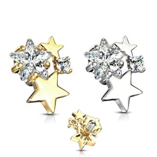 CZ Cluster Stars Internally Threaded Dermal Anchor Tops