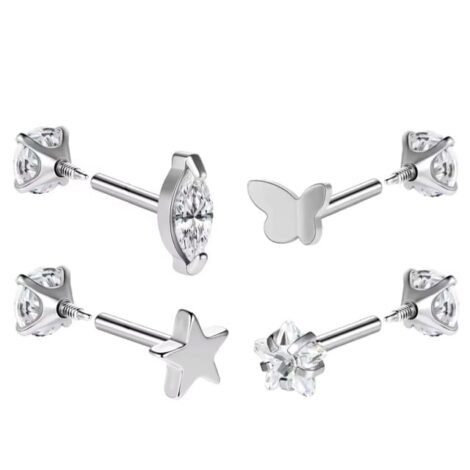18G Barbell with Zircon, Star and Butterfly Ends Internal Thread - Image 4