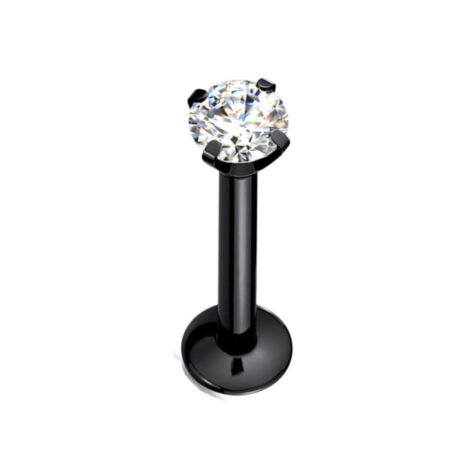 316L Surgical Steel Labret with Threadless Push in Prong Round CZ PVD Colours - Image 6
