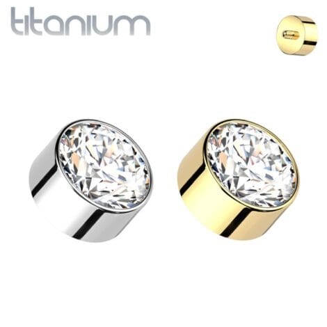Implant Grade Titanium 14GA Dermal Internally Threaded Round CZ Top