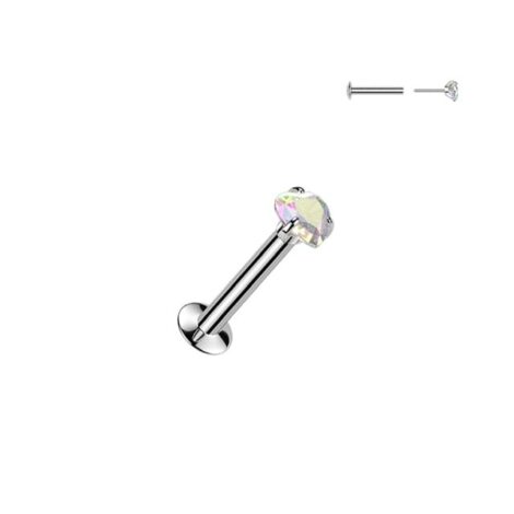 316L Surgical Steel Labret with Threadless Push In Prong Set Heart CZ - Image 3