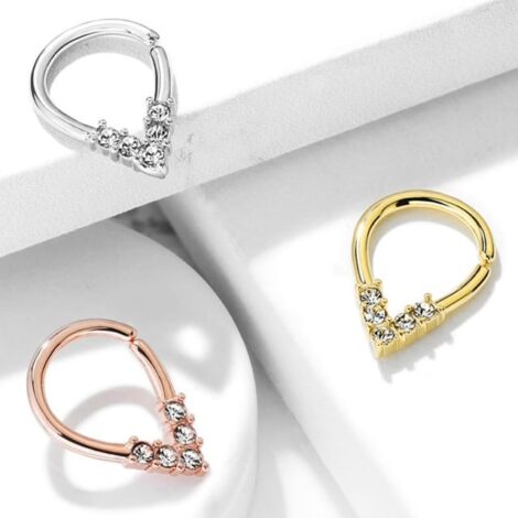 5 CZ Lined Pear Shaped Bendable Cut Ring for Cartilage, Septum - Image 4