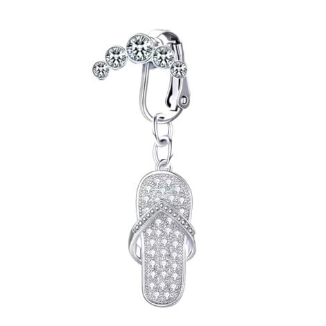 Fake Clip On 5 Gem Belly Ring with Crystal Paved Thong