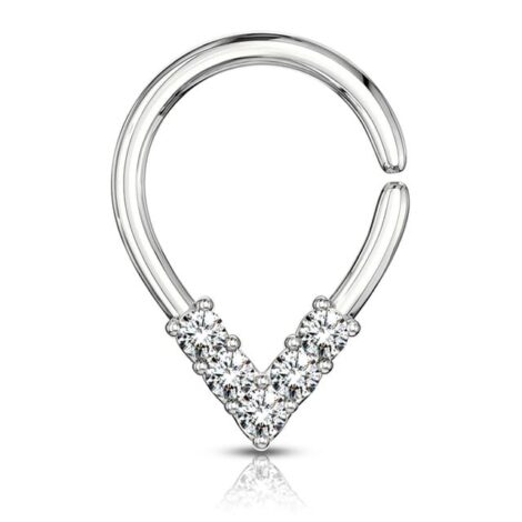 5 CZ Lined Pear Shaped Bendable Cut Ring for Cartilage, Septum - Image 5