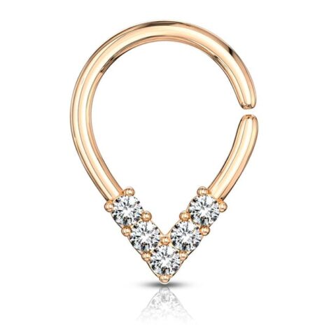 5 CZ Lined Pear Shaped Bendable Cut Ring for Cartilage, Septum - Image 3
